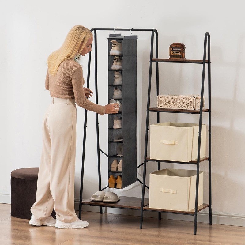 YOUDENOVA Hanging Shoe Organizer, 10-Shelf Closet Shoe Organizers for Closet,