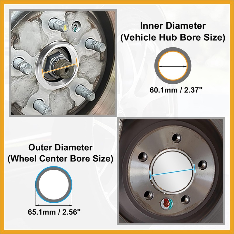 Partuto 4pcs OD 65.1mm to ID 60.1mm Aluminum Alloy Car