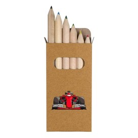 Azeeda 6 x 'Red Race Car' Short 85mm Pencils/Coloured Pencil Set (PE00038066)