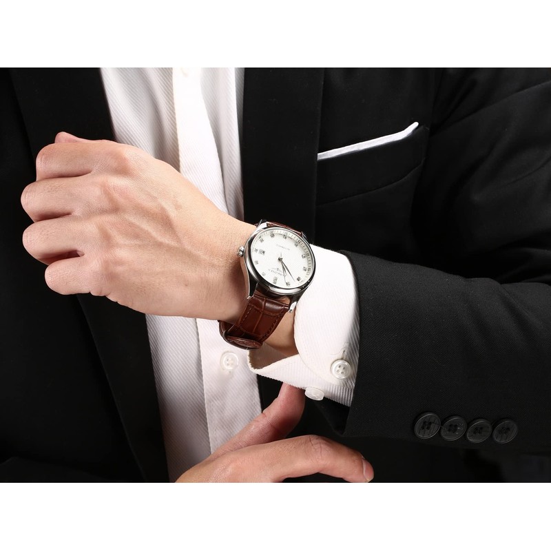 Moran Genuine Leather Watch Band with Quick-Release Polished D Buckle