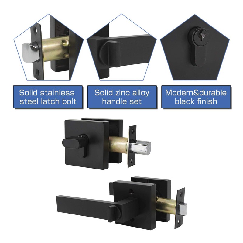 KNOBWELL 2 Pack Front Door Entry Lever Lockset and Single