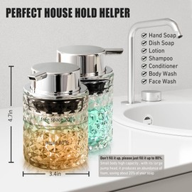 Malachi Foaming Hand Soap Dispenser, Refillable Clear Glass Pump Bottles for Liquid or Lotion, Modern Foam Dispenser for Bathroom, Kitchen, Commercial