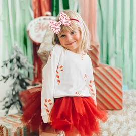 Lanmerry Christmas Baby Girl Bows Headbands Xmas Tree Headbands Candy Cane Hair Bow Elastic Nylon Hairbands Hair Accessories Newborn Infant Toddler