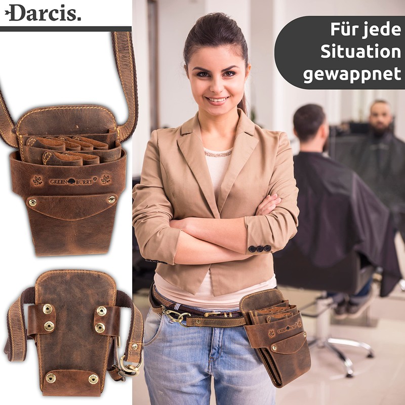 Darcis Hairdressing Bag Brown Extra Large Real Cowhide Leather Individually
