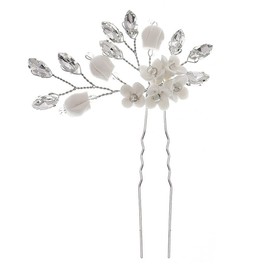 Pack of 3 Bridal Hair Accessories Flower Hair Pins Wedding Headpiece Bridal Hair Pins with Rhinestone Bridal Hair Accessories for Women Ladies Girls