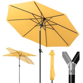 Tempera 9ft Patio Market Outdoor Table Umbrella with Push Button Tilt and Crank, Large Sun Umbrella with Sturdy Pole & Fade Resistant Canopy, Easy to Set, Yellow