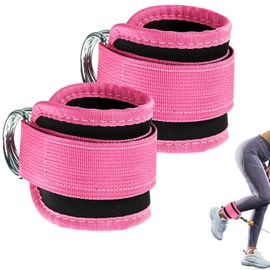 Ankle Straps for Cable Machines Ankle Straps Cable Kickback Ankle Strap Gym Ankle Strap Cable Attachment Ankle Strap Double D-Ring for Kickback Glute Fitness Workout Leg Extensions 2pcs