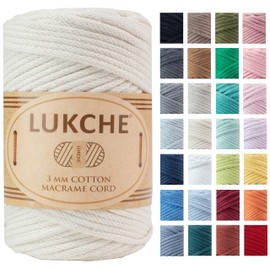 Braided Cotton Macrame Cord 3mm x 93 Yards (279 Feet), Colored Rope, Bohemia Macrame Rope, Macrame Yarn, Colored Craft Rope for Wall Hanging, Plant Hangers, Crafts, for Knitting (Natural 3mm) 1