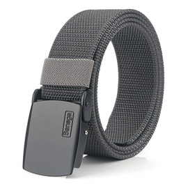 Military Equipment Tactical Belt Men Metal Buckle Thicken Nylon Canvas Belts for Men(Dark gray)