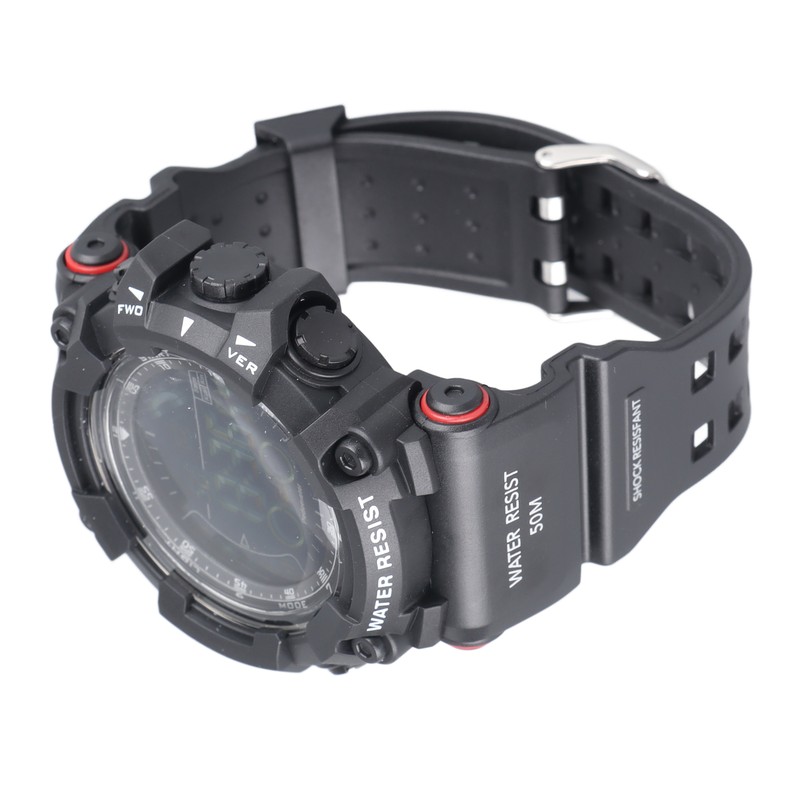 Men Digital Watch LED Backlight Multi Functional Water Resistant Watch