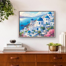 Ceiomez Paint by Numbers Landscape, Mediterranean Paint by Numbers Kit for Adults,Landscape Paint by Numbers for Adults for Beginner for Home Decor Gift Art Work 20x16in