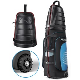 Golf Travel Bags for Airlines with Wheels, Hard Case Top and 1680D Heavy Duty Oxford Protect Golf Clubs, Lightweight and Easy to Maneuver, Black, Red and Blue