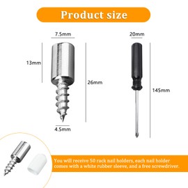 Pack of 50 Self-Tapping Shelf Supports 7 mm Floor Support with Rubber Protection Cover Shelf Holder Metal for Furniture Cabinet Wardrobe Shelves Furniture Bookshelf