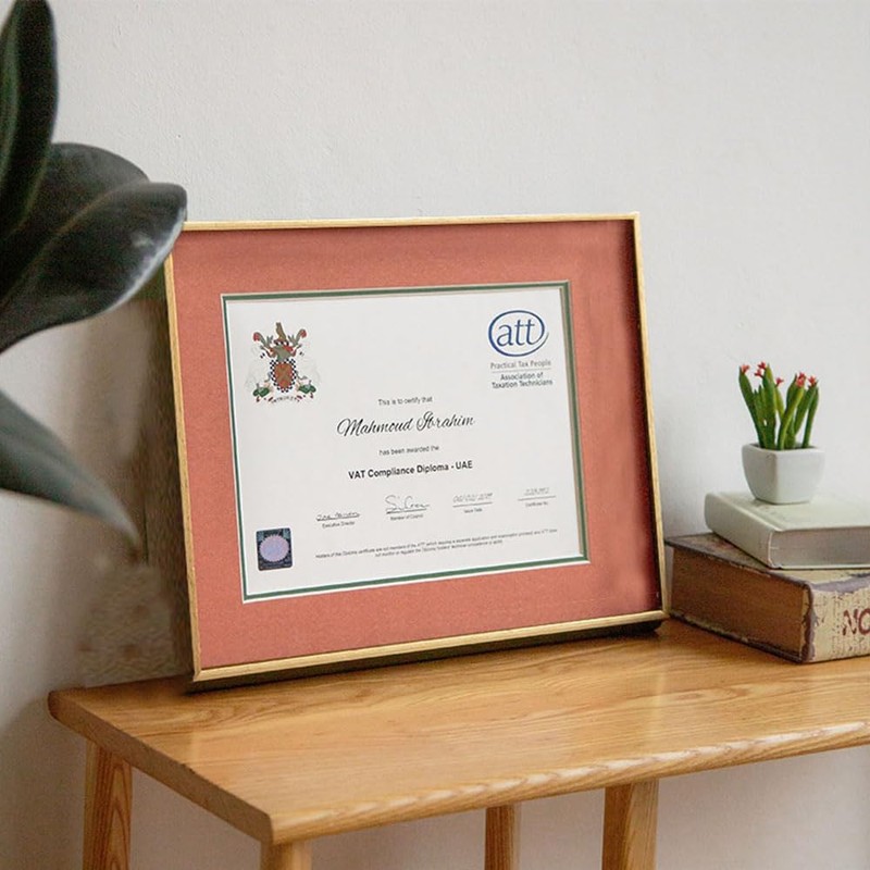 Moopkey A4 Picture Frame Award Frame- 8.3x11.7Inch Gold Display Frame,Horizontal