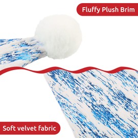 Phyxin Bronzing Santa Hat White Plush, 2 Pack Christmas Hat for Adult Xmas Home Decor New Year's Party Supplies, Blue