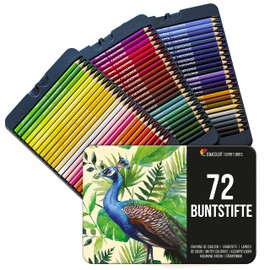 Zenacolor Colouring Pencils Set, Pack of 72 Unique Colours for Drawing and Colouring, Easy Access with 3 Compartments, Ideal Set for Artists, Adults and Children