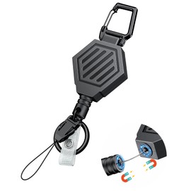 Pawfly Heavy Duty Retractable Keychain with Magnetic Closure Retractable Badge Reel for up to 16 oz Magnetic ID Badge Holder Reel with 31" Dyneema Cord Strong ABS Casing Carabiner and Large Key Ring
