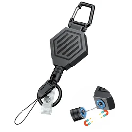 Pawfly Heavy Duty Retractable Keychain with Magnetic Closure Retractable Badge Reel for up to 16 oz Magnetic ID Badge Holder Reel with 31" Dyneema Cord Strong ABS Casing Carabiner and Large Key Ring