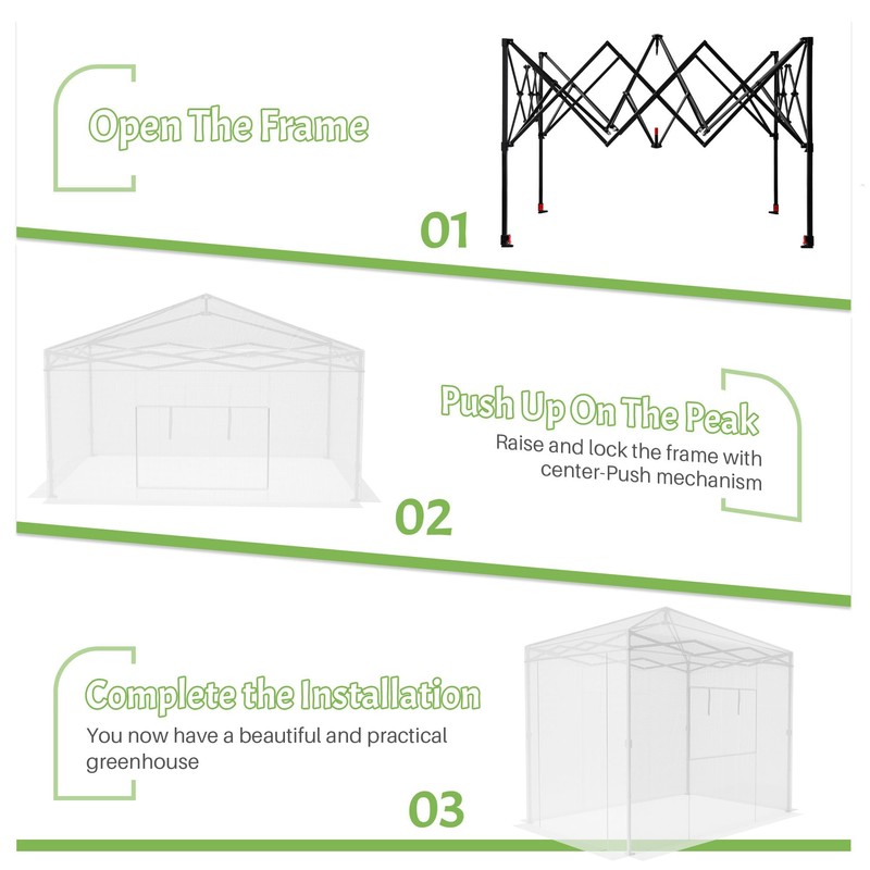 Greesum 8x6 FT Portable Pop-up Greenhouse with Center Lock, PE