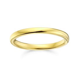 Bling Jewelry Simple Minimalist Thin Stackable Dome Couples Titanium Wedding Band Polished Gold Plated Ring for Men for Women 2MM