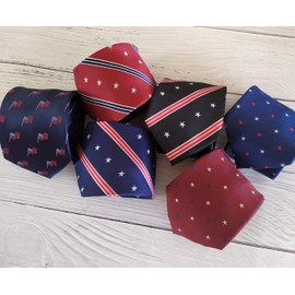 KissTies Mens Fashion Patriotic Necktie US Flag 63'' Long Silk Tie + Pocket Square