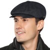 Superora Men's Flat Cap Herringbone Tweed Newsboy Cap Herringbone, navy
