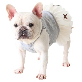 Moorfowl French Bulldog Pink Tutu Dress for Dogs Girls Little Bowknots Vest Gauze Skirt for Pug Corgi Party Tulle Dress Summer