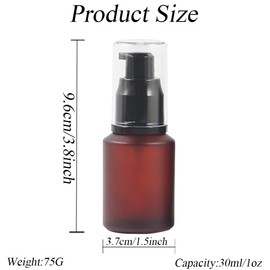 OHEETU 30ML/1oz Empty Frosted Rose Red Glass Lotion Pump Bottle Emulsion Cream Makeup Cosmetic Foundation Pump Press Bottles Dispensers Vials Container Storage Jars