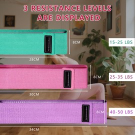 KATLKIU Fitness Resistance Bands 3 Stärken Rutschfest Nicht Curling Stoff Fitnessbänder für Beintraining und Po Sculpting mit Tragetasche und Trainingsanleitung