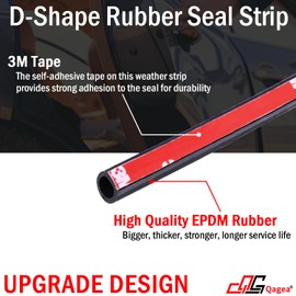 D-Shape Rubber Seal Strip, Automotive Door Weather Stripping with Self-Adhesive to Reduce Noise and Water-Leaking Apply to Car, Truck, RV, Boat and Home Application (28ft)
