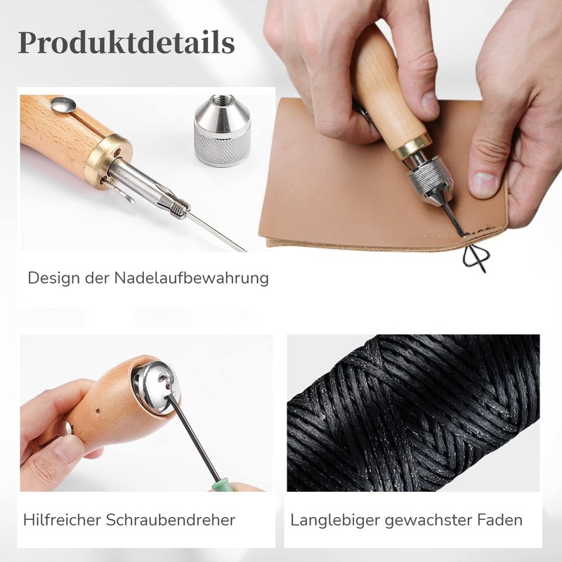 Leather Sewing Tool Set, Leather Stitch Sewing Awl + Waxed