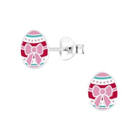 Easter Egg Earrings 925 Sterling Silver Pink