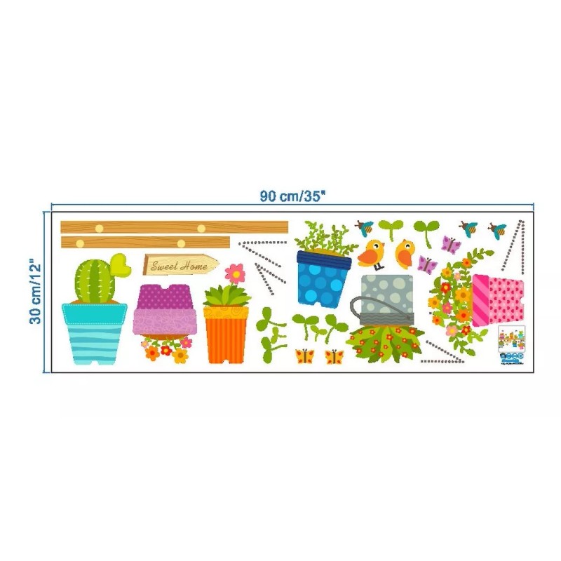 DaraBaby Vinil Decorativo Hogar Macetas Cactus Flores Sala Estancia