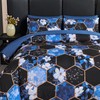 ANGIYUIN 7Pcs Blue Marble King Comforter Sets Floral Bedding Sets