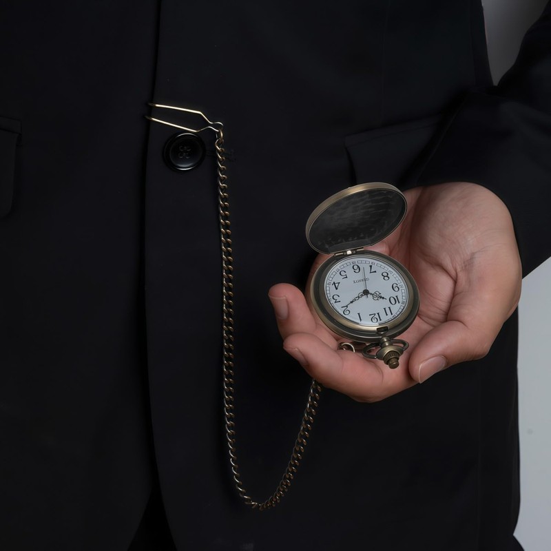 Afcrho Pocket Watch for Men Women Black Dragon and Phoenix