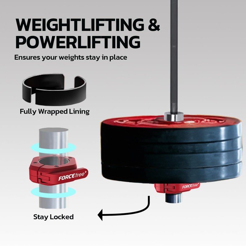 Forcefree Barbell Clips - Quick Release Olympic Barbell Clamps (Pair)