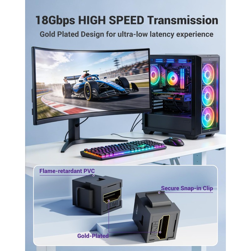 VCE HDMI Keystone Jack 6-Pack, 4K HDMI Female to Female