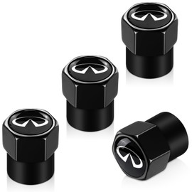 Tire Valve Stem Caps for Infiniti Tire Valve Caps Car Air Cover Metal Accessories 4 Pcs Black