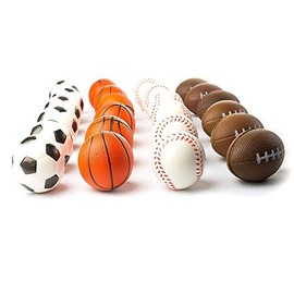 Tytroy 12 Pack Mini Sports Party Favor Balls Basketball Football Soccer Baseball Anxiety Relief Foam Balls