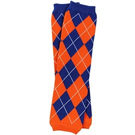 juDanzy Sport Team Fan baby & toddler leg warmers in a variety of colors (Newborn (up to 12 pounds), Team Blue and Orange Argyle)