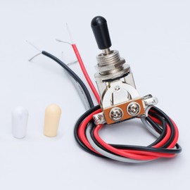 LAMSAM Prewired 3-Way Toggle Switch for Les Paul Epiphone Gibson Style Guitars, Hand-Build Pickup Selector with Colorful Cables, Ready-to-Install Harness Kit, Black White Cream Tips