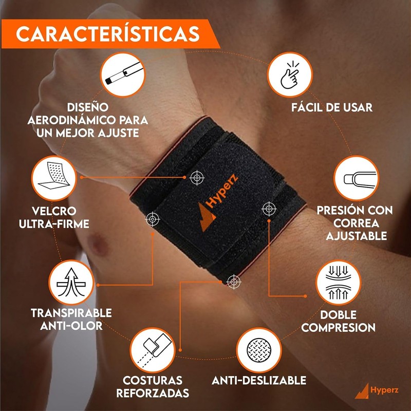 Hyperz - Muñequera Gym Ortopedica Deportivas Soporte Tunel Carpiano Ajustable