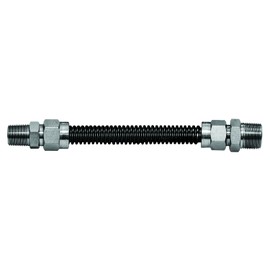 Highcraft GUHD-CD-72B Gas Line Hose 3/8'' O.D. x 70'' Length with 1/2 in. MIP Fitting, Black Coated Stainless Steel Flexible Connector, 72 Inch