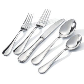 KINGSTONE 20 Piece Teardrop Silverware Set for 4, 18/10 Stainless Steel Flatware Set, Modern Design Cutlery Set for Home/Hotel/Wedding,Mirror Polished and Dishwasher Safe