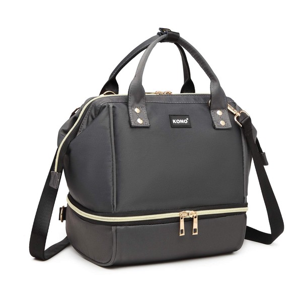 KONO Small Changing Bag Backpack Baby Changing Backpack Insulated Waterproof Multifunctional Handbag, gray, Casual