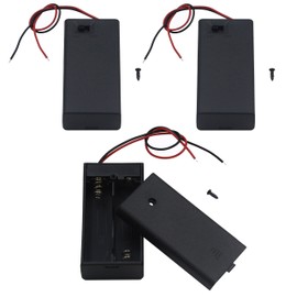 LAMPVPATH 3Pcs 2 AA Battery Holder with Switch, 2x 1.5V AA Battery Holder Case with Wire Leads and ON/OFF Switch(3 Pack)