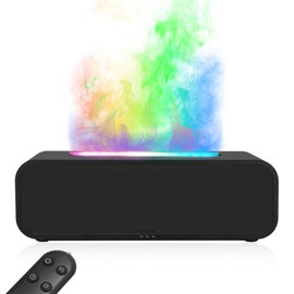 Music Color Flame Aroma Diffuser, 250ml Rainbow Flame Diffuser humidifier with Smart Remote Control, 7-Color Changing Essential Oil Aromatherapy Diffuser for Home, Office, Yoga, Bedroom (Black).