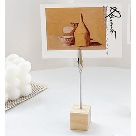 20Pcs Wooden Memo Clips Holder, BetterJonny Wooden Base Memo Photo Clips Lightweight Wood Cube Base with Metal Alligator Clip for Displaying Number Cards Postcard