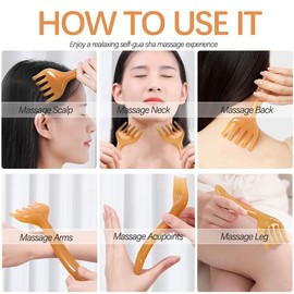 Head Massager Scalp Massage Tool - Resin Back Scratcher for Men Women - Manual Lymphatic Drainage Massager for Foot Neck Back Leg Hand - Hair Scalp Massager Gua Sha Comb for Soothing Head Massage 2PC