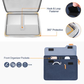 MOSISO 360 Protective Laptop Shoulder Bag, 15-15.6 inch Computer Bag Compatible with MacBook Pro 16, HP, Dell, Lenovo, Asus Notebook,Flapover Sleeve with Fully Open Zipper&Handle&Pockets, Navy Blue